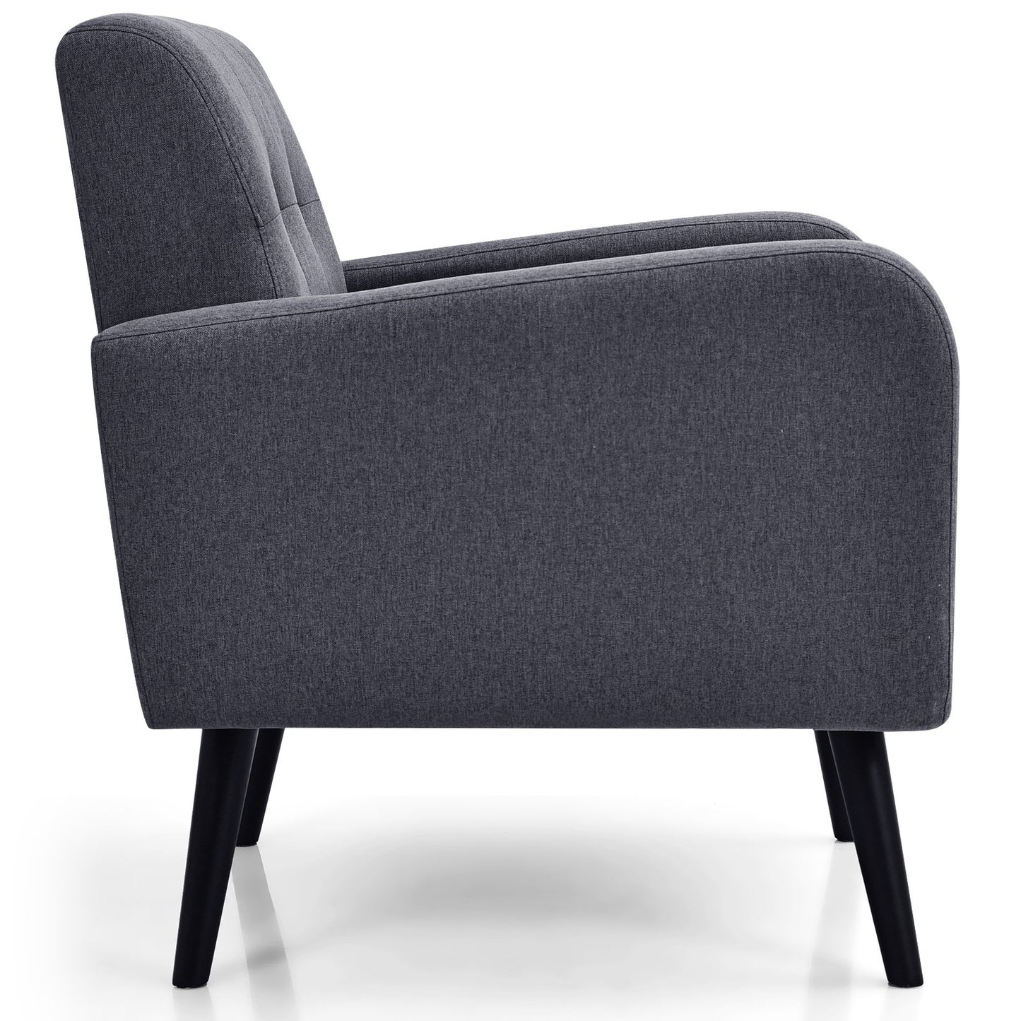 Modern Upholstered Comfy Accent Chair Single Sofa with Rubber Wood Legs, Gray at Gallery Canada