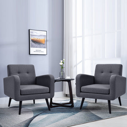 Modern Upholstered Comfy Accent Chair Single Sofa with Rubber Wood Legs, Gray at Gallery Canada