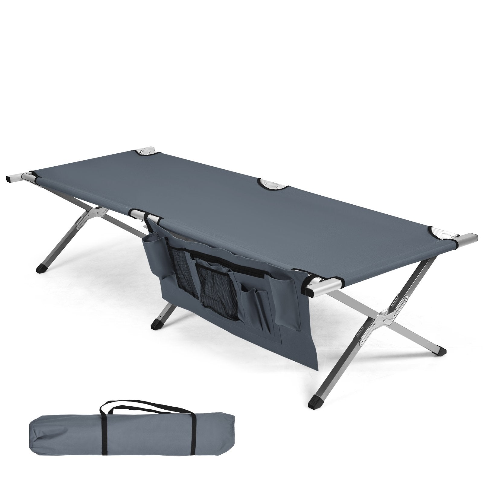 Folding Camping Cot Heavy-duty Camp Bed with Carry Bag, Gray at Gallery Canada