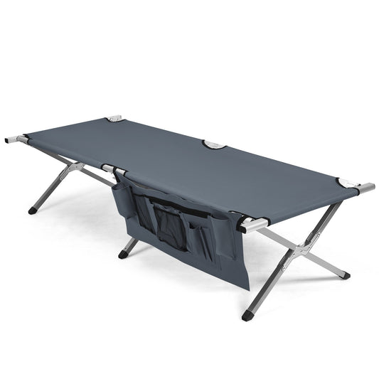 Folding Camping Cot Heavy-duty Camp Bed with Carry Bag, Gray