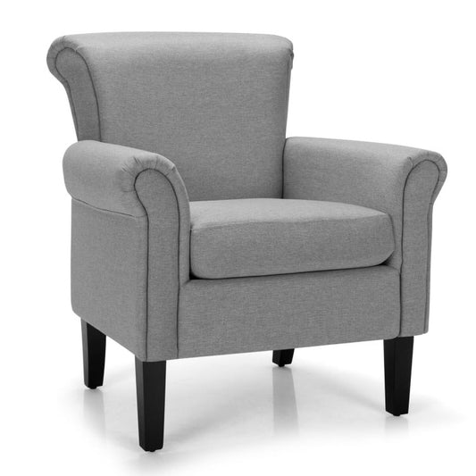 Upholstered Fabric Accent Chair with Adjustable Foot Pads, Light Gray at Gallery Canada