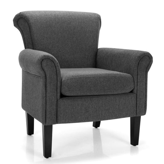 Upholstered Fabric Accent Chair with Adjustable Foot Pads, Dark Gray at Gallery Canada