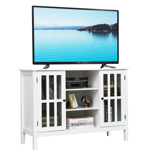 Wooden TV Stand Console Cabinet for 50 Inch TV, White