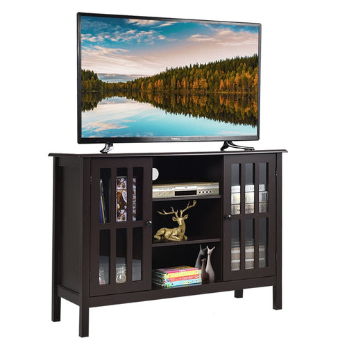 Wooden TV Stand Console Cabinet for 50 Inch TV, Brown