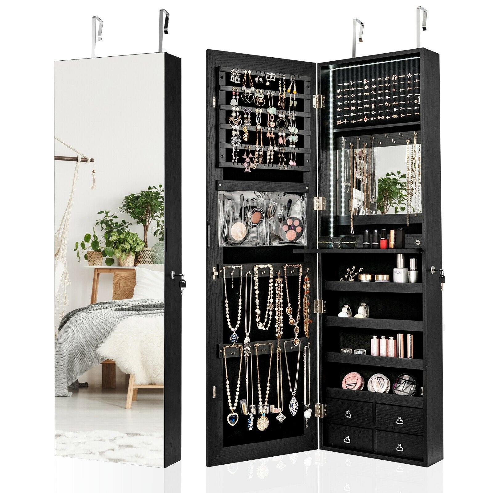 Multipurpose Storage Cabinet with 4 Drawers, Black at Gallery Canada