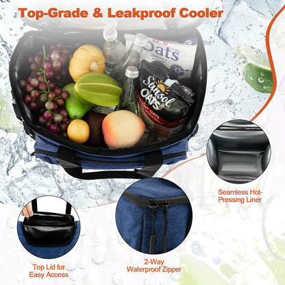 50-Can Large Leakproof Rolling Cooler with Detachable Bottom Plate, Dark Blue