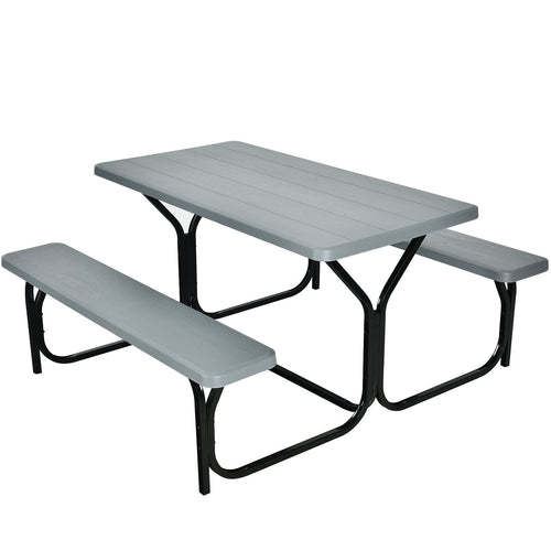 Picnic Table Bench Set for Outdoor Camping , Gray