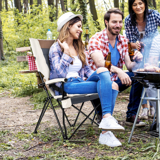 Folding Camping Chair With Cup Holder, Armrest, Lumbar Pillow, Multicolor Camping Furniture Multicolor at Gallery Canada