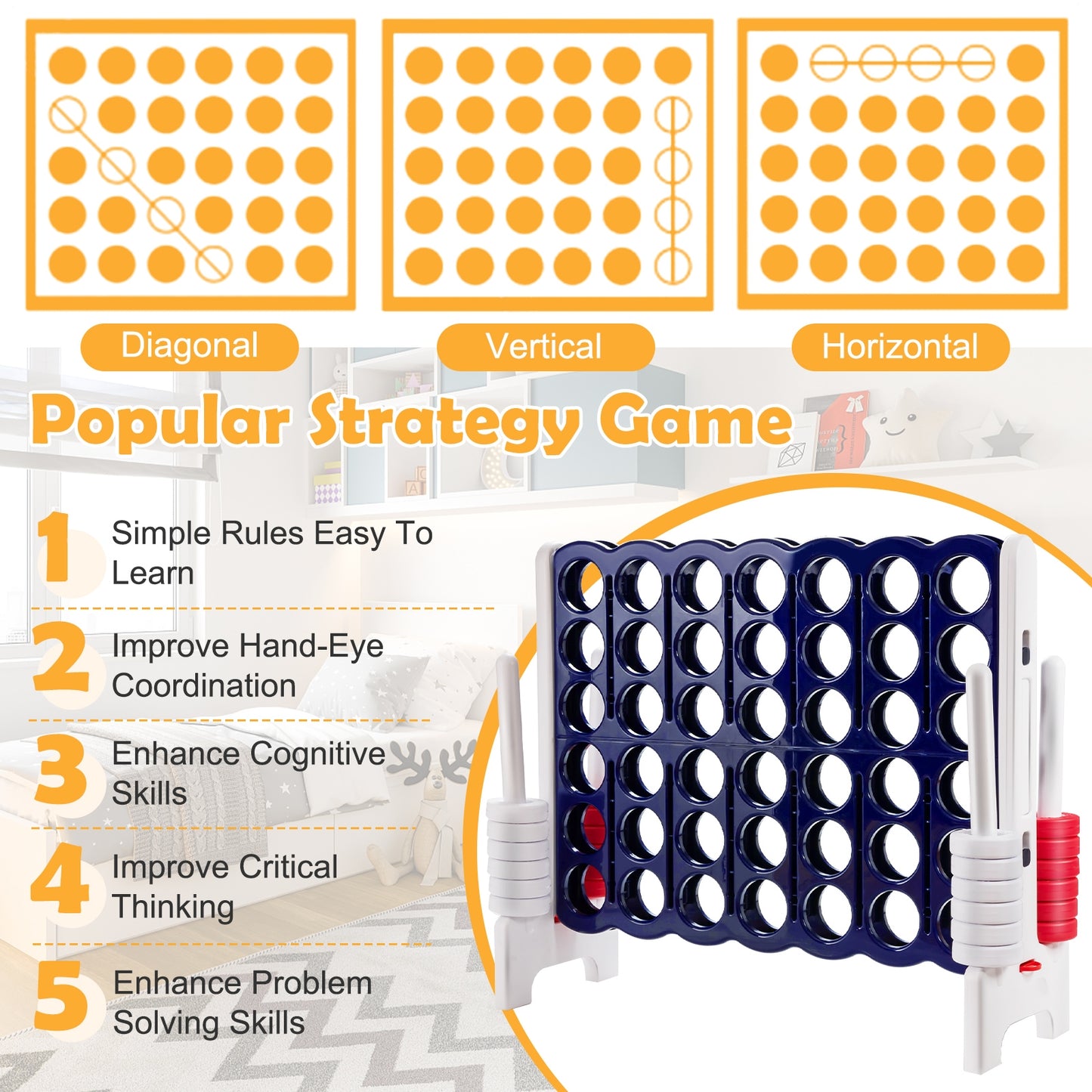 4-To-Score 4 In A Row Giant Game Set, White