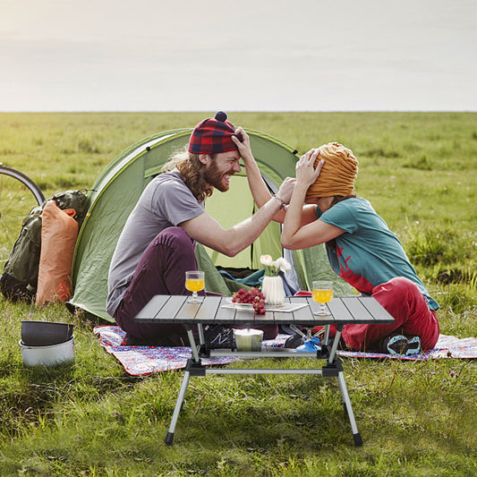 Folding Heavy-Duty Aluminum Camping Table with Carrying Bag, Silver Camping Furniture Silver at Gallery Canada