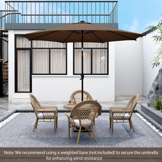 10 Feet Patio Umbrella, 112 Solar Lights, Crank Handle, Coffee Outdoor Umbrellas Coffee at Gallery Canada
