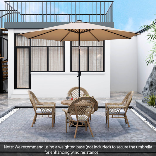 10 Feet Patio Umbrella, 112 Solar Lights, Crank Handle, Beige Outdoor Umbrellas Beige at Gallery Canada