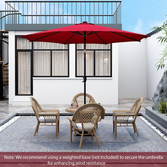 10 Feet Patio Umbrella, 112 Solar Lights, Crank Handle, Wine Outdoor Umbrellas Wine at Gallery Canada