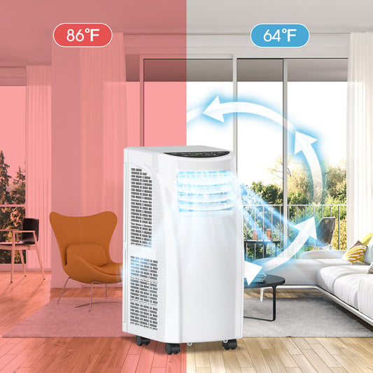 8000 BTU Portable Air Conditioner, Dehumidifier, Sleep Mode, White Portable Air Conditioners White at Gallery Canada