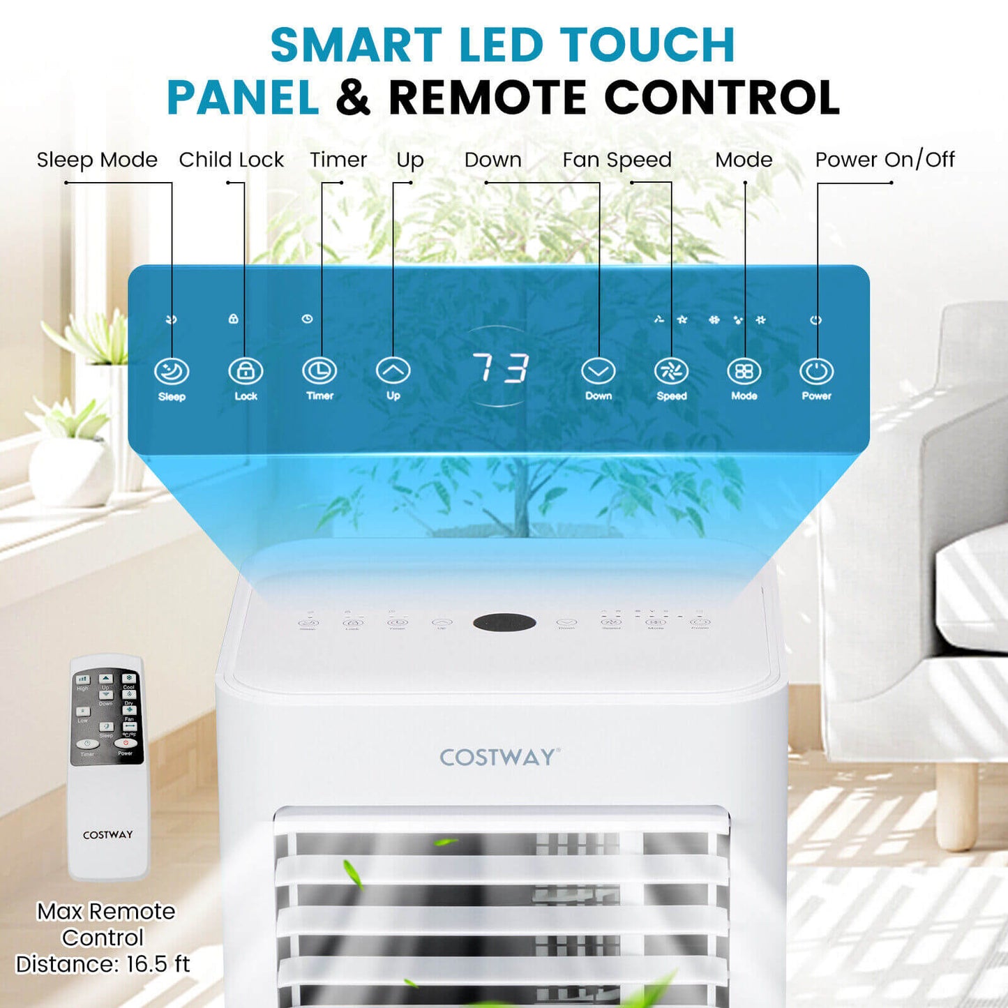 4-in-1 8000 BTU Air Conditioner with Cool Fan Dehumidifier and Sleep Mode, White