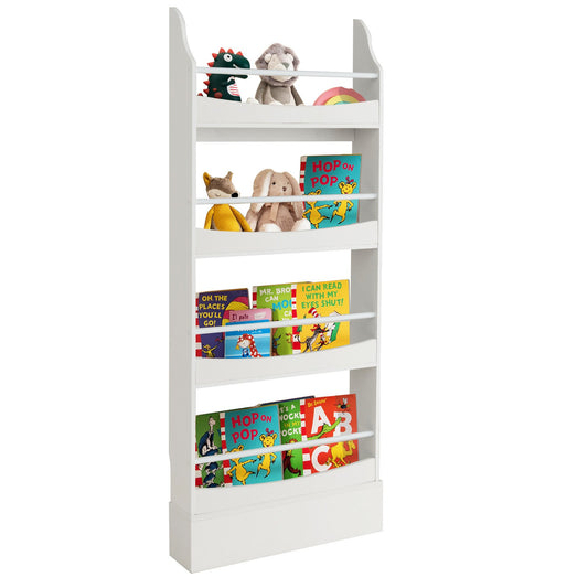 4-Tier Bookshelf with 2 Anti-Tipping Kits for Books and Magazines, White