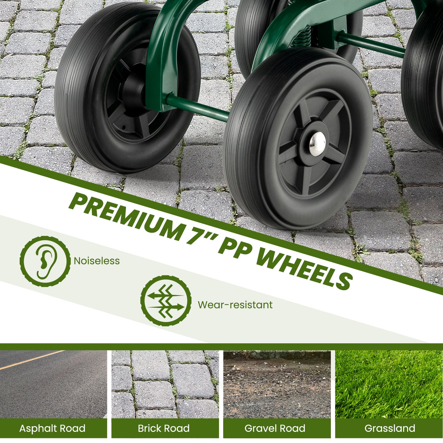 Garden Rolling Workseat, 360° Swivel, Adjustable Height, Green Garden Tools at Gallery Canada