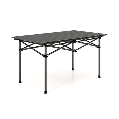 Aluminum Camping Table for 4-6 People with Carry Bag, Black
