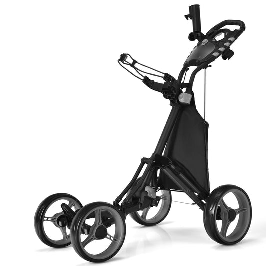 Lightweight Foldable Collapsible 4 Wheels Golf Push Cart, Gray