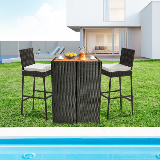 2 Patio Cushioned Wicker Barstools, Set of 2, Off White Patio Bar Furniture Off White at Gallery Canada