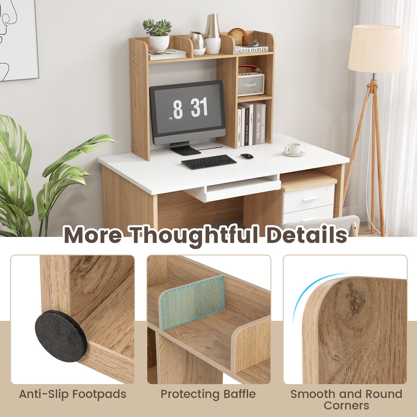 3-Tier Desk Bookshelf, 4 Shelves, Natural Bookcases at Gallery Canada
