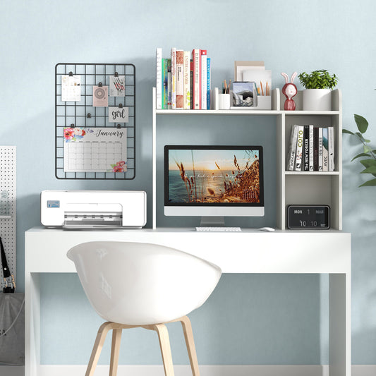 3-Tier Multipurpose Desk Bookshelf, 4 Shelves, White Bookcases White at Gallery Canada