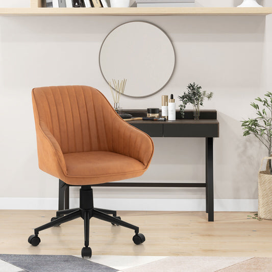 Modern Home Office Chair, Curved Backrest, Comfortable Armrests, Brown Leisure Chairs Brown at Gallery Canada