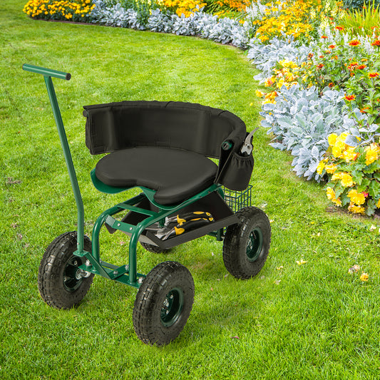 Adjustable Rolling Garden Cart, Green Garden Carts Green at Gallery Canada