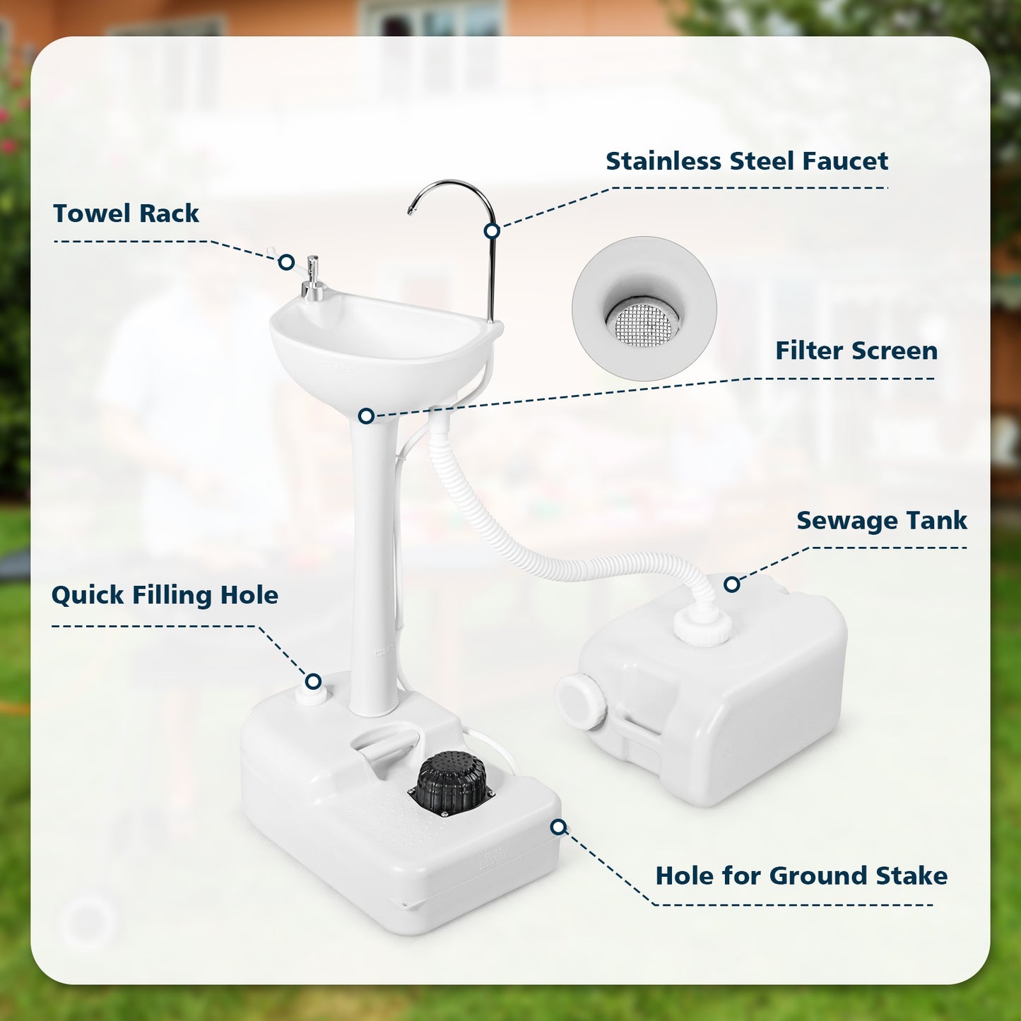 Camping Hand Wash Station, 4.5 Gallon Tank Basin Stand Camping Furniture at Gallery Canada