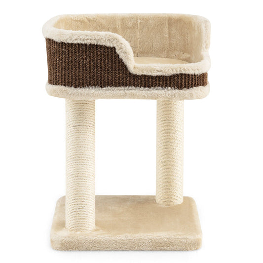 Multi-Level Cat Climbing Tree with Scratching Posts and Large Plush Perch, Beige at Gallery Canada