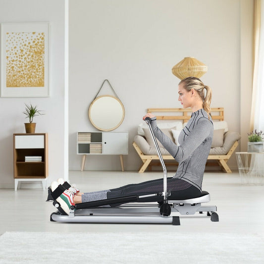 Adjustable Hydraulic Rowing Machine, Double Resistance, Black Rowing Machines Black at Gallery Canada