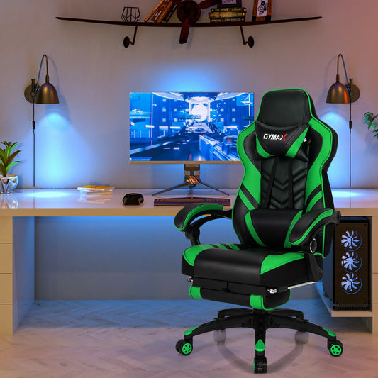 Adjustable Gaming Chair with Footrest for Home Office, Green Gaming Chairs Green at Gallery Canada