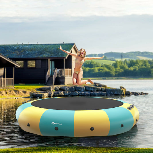 15 Feet Inflatable Splash Padded Water Bouncer Trampoline, Yellow Trampolines Yellow at Gallery Canada