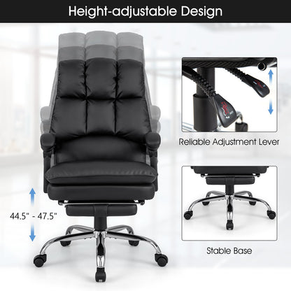 Ergonomic Adjustable Swivel Office Chair with Retractable Footrest, Black at Gallery Canada
