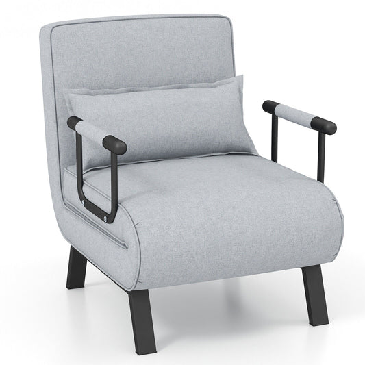 Folding 6 Position Convertible Sleeper Bed Armchair Lounge with Pillow, Light Gray at Gallery Canada