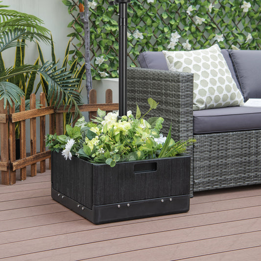 175 LBS Outdoor Fillable Umbrella Base With Table Tray, Black Outdoor Umbrella Bases Black at Gallery Canada