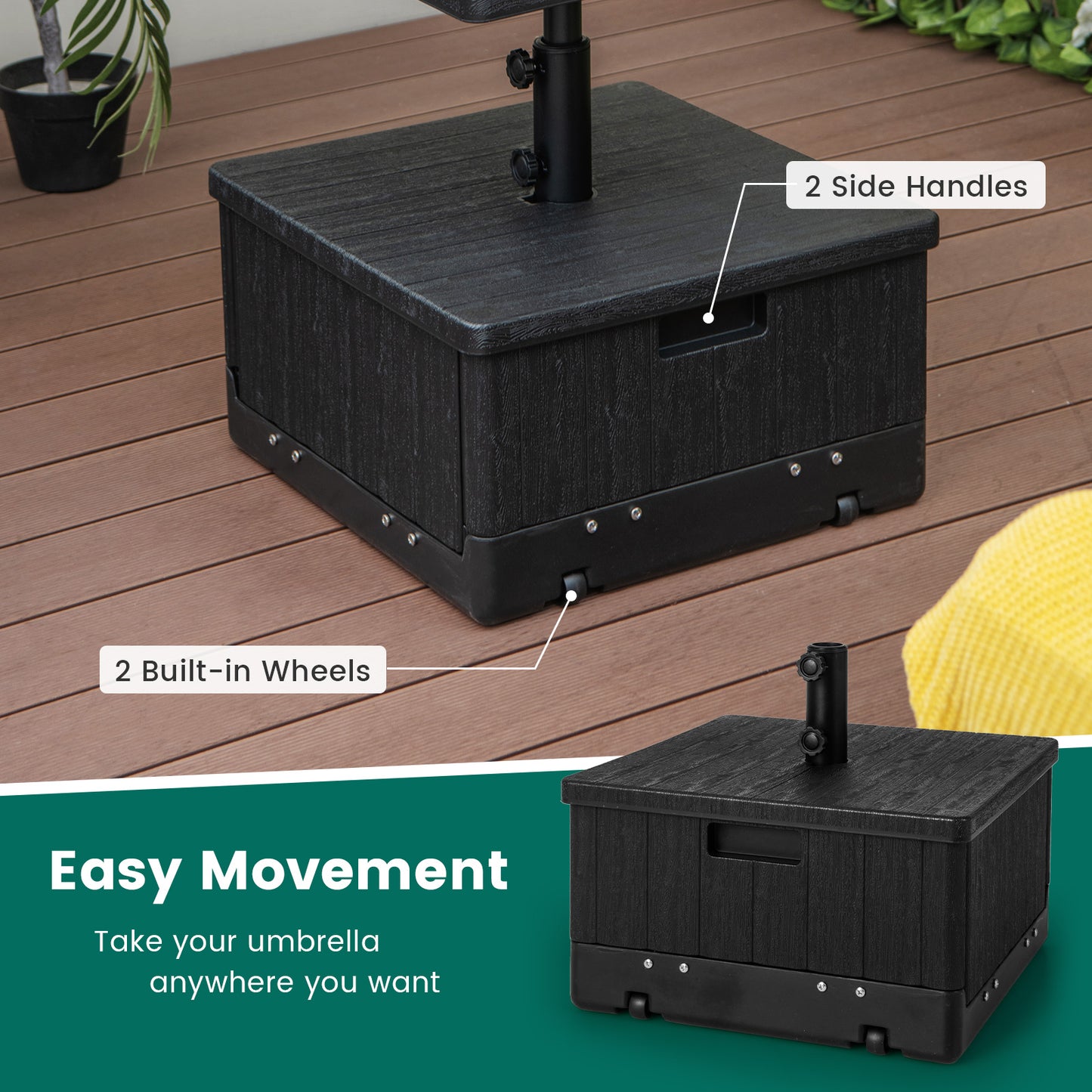 175 LBS Outdoor Fillable Umbrella Base With Table Tray, Black Outdoor Umbrella Bases at Gallery Canada