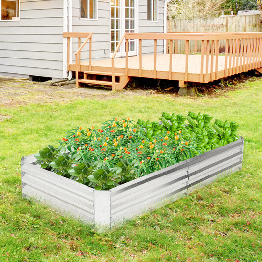 Metal Galvanized Raised Garden Bed, 6 x 3 ft, Silver Raised Garden Beds Silver at Gallery Canada