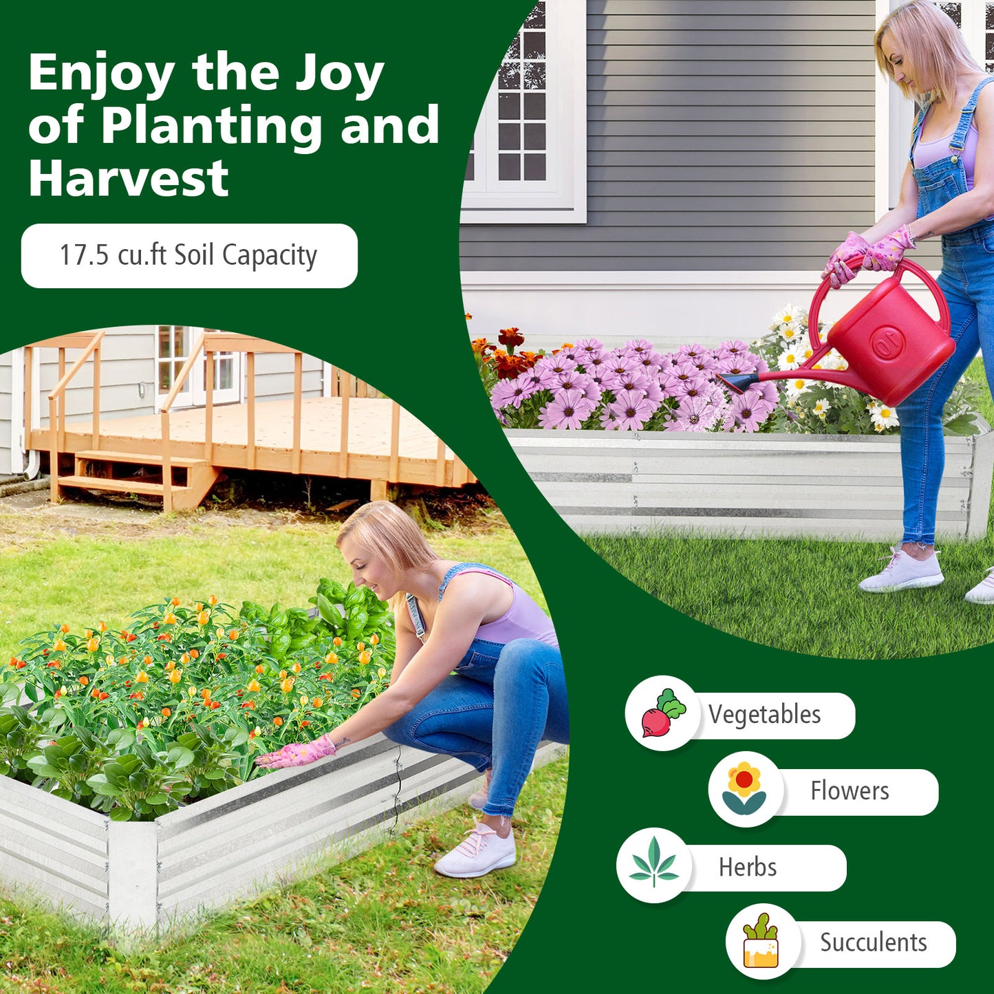 Metal Galvanized Raised Garden Bed, 6 x 3 ft, Silver Raised Garden Beds at Gallery Canada