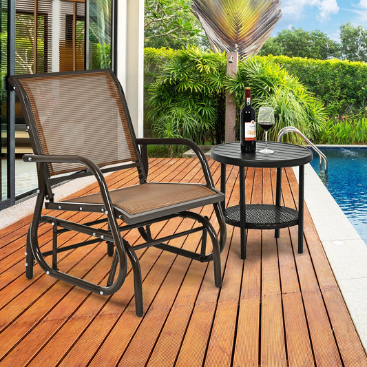 Outdoor Single Swing Glider Rocking Chair, Brown Patio Rocking Chairs & Gliders Brown at Gallery Canada