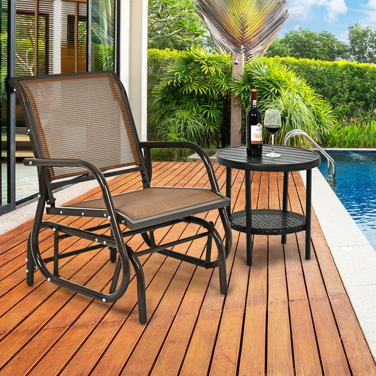 Outdoor Single Swing Glider Rocking Chair, Brown Patio Rocking Chairs & Gliders Brown at Gallery Canada