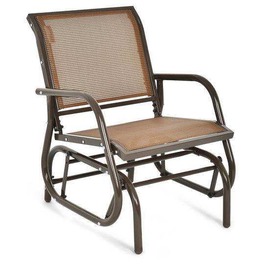 Outdoor Single Swing Glider Rocking Chair with Armrest, Brown at Gallery Canada