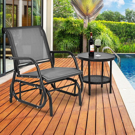 Outdoor Single Swing Glider Rocking Chair, Gray Patio Rocking Chairs & Gliders Gray at Gallery Canada