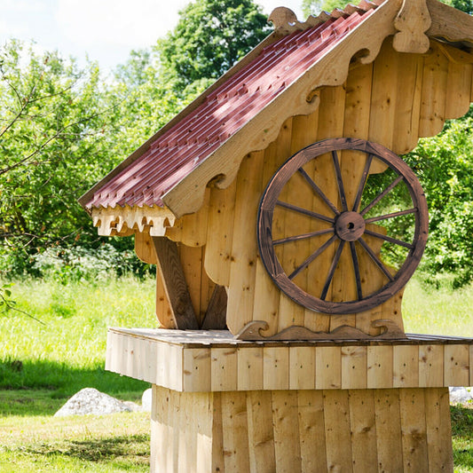 Set Of 2 30-Inch Decorative Vintage Wood Wagon Wheel, Brown Outdoor Decor Brown at Gallery Canada
