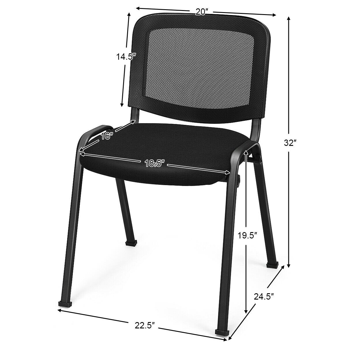 Set of 5 Stackable Conference Chairs with Mesh Back, Black at Gallery Canada