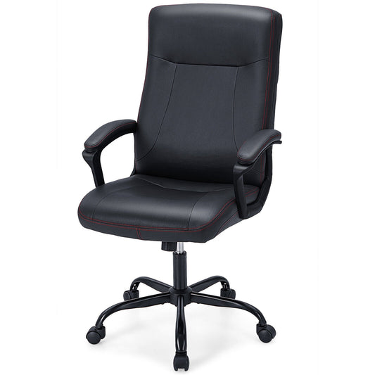 Upholstered Executive Computer Desk Chair with Ergonomic High Back, Black
