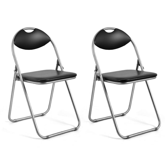 2/4/6 Pieces Portable Folding Dining Chairs Set with Carrying Handles-Set of 2, Black