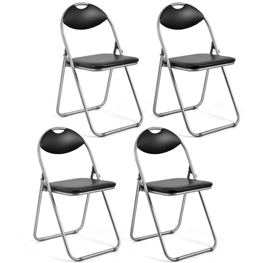 2/4/6 Pieces Portable Folding Dining Chairs Set with Carrying Handles-Set of 4, Black
