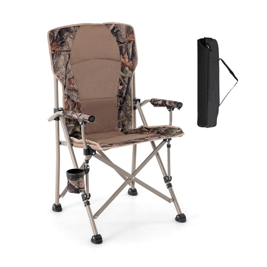Portable Camping Chair with 400 LBS Metal Frame and Anti-Slip Feet, Brown at Gallery Canada