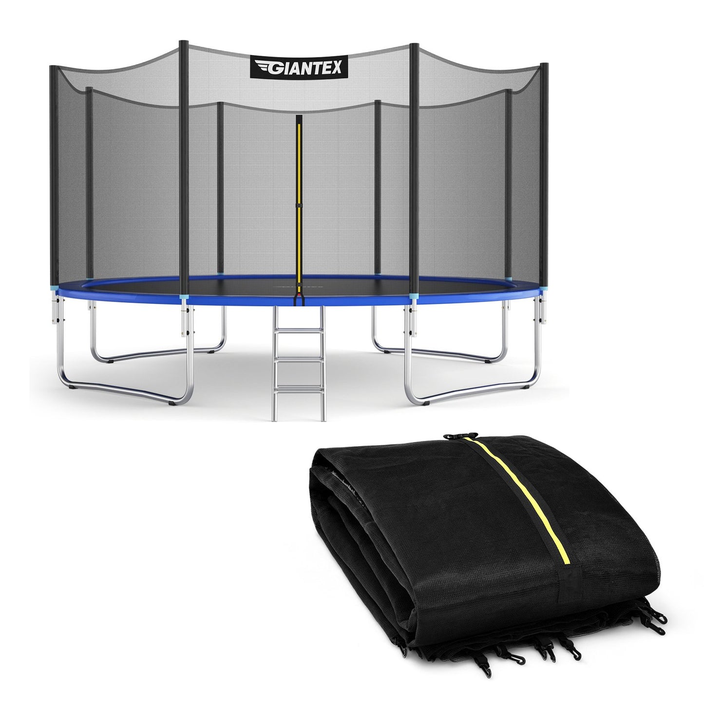 Trampoline Replacement Protection Enclosure Net with Zipper-12 ft, Black at Gallery Canada